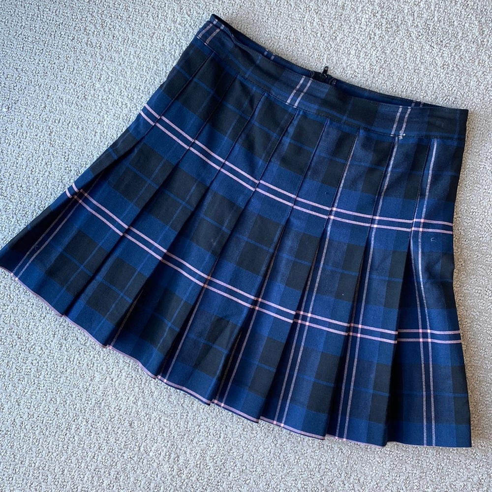 Blue plaid mini skirt